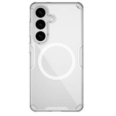 Skaidrus dėklas Nillkin Nature TPU PRO Magnetic telefonui Samsung Galaxy S26 Plus su matomu magnetiniu žiedu ir trimis kameros objektyvais