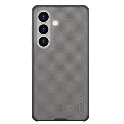 Juodas-skaidrus plastikinis dėklas Samsung S26 su matiniu paviršiumi ir tekstūra