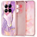 Marmurinis dėklas Xiaomi Redmi Note 15 Pro 5G Tech-Protect Icon rožinės spalvos su violetiniais ir auksiniais marmuriniais raštais