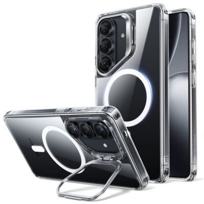 Skaidrus dėklas Samsung Galaxy S26 ESR CLASSIC HYBRID KICKSTAND MAGSAFE su metaliniu stovu ir apsauga kamerai