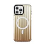 Auksinis dėklas telefonui Apple iPhone 16 Pro Max Dux Ducis Zest permatomas su vertikaliomis linijomis ir baltu apskritimu gale