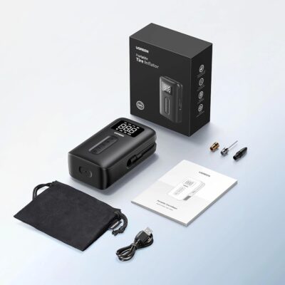 Automobilinis oro kompresorius Ugreen CD259 Portable Tire Inflator juodos spalvos, kompaktiškas ir nešiojamas