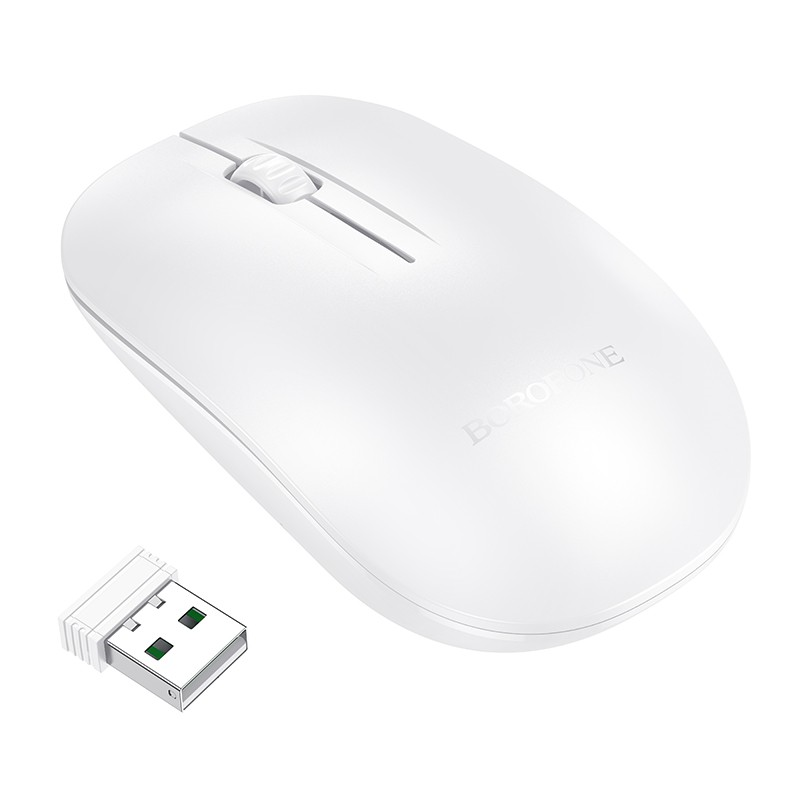 Balta belaidė pelė Borofone BG14 Balta belaidė pelė Borofone BG14 su USB imtuvu