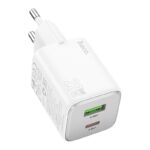 Baltas įkroviklis Hoco N41 20W GaN USB-A ir USB-C jungtimis