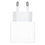 Baltas įkroviklis originalus Apple USB-C 20W MHJE3ZM A su dviem metalinėmis kištukinėmis kojelėmis