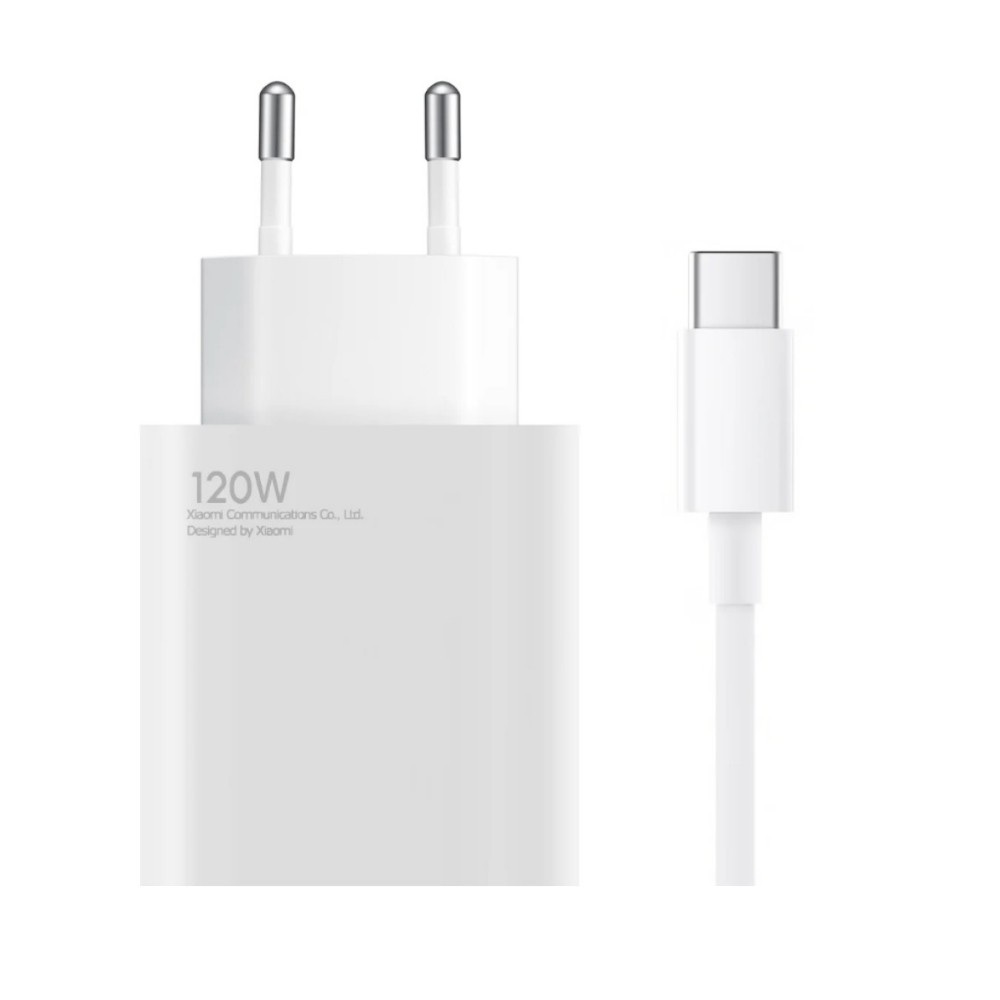 Baltas įkroviklis Xiaomi HyperCharge Combo 120W USB-A Baltas įkroviklis Xiaomi HyperCharge Combo 120W USB-A su laidu ir USB-C jungtimi
