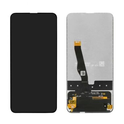 Ekranas Huawei P Smart Z juodos spalvos su lietimui jautriu stikliuku, rodomas iš priekio ir nugarėlės pusės