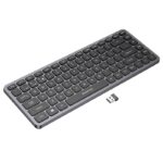 Juoda belaidė klaviatūra Borofone BG16 su USB imtuvu ant balto fono