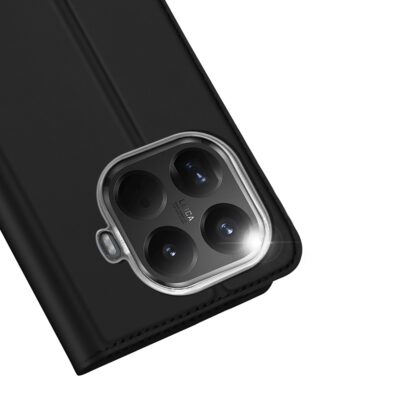 Juodas atverčiamas dėklas Xiaomi 15T Pro su apsauga kameros sričiai