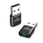 Juodas bluetooth adapteris Ugreen BT301 Bluetooth 5.4 kompaktiškas ir juodos spalvos