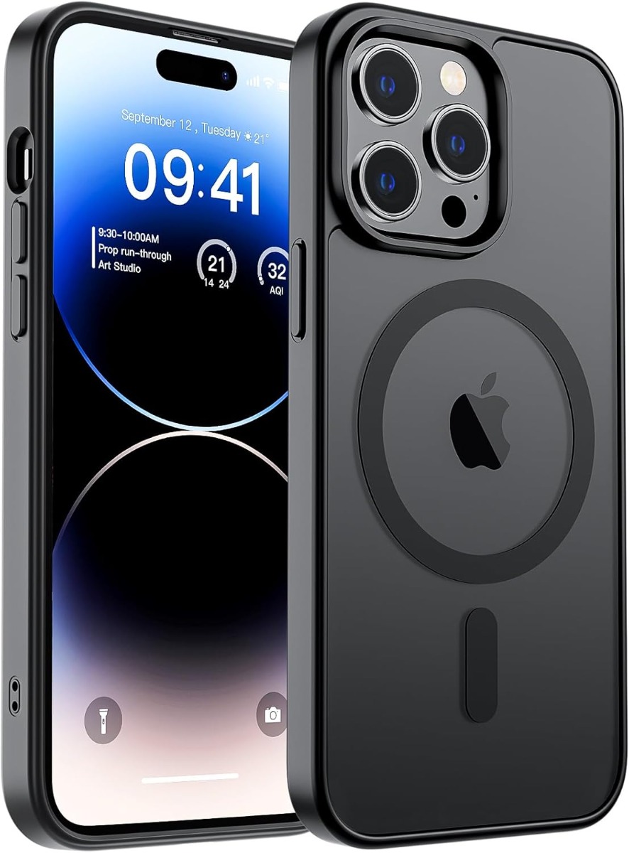 Juodas dėklas Apple iPhone 14 Pro Max Matte MagSafe Juodas dėklas Apple iPhone 14 Pro Max Matte MagSafe, matinis paviršius ir magnetinė sujungimo zona
