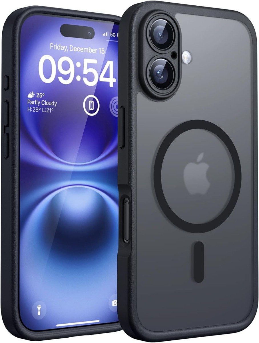 Juodas dėklas Apple iPhone 16 Matte MagSafe Juodas dėklas Apple iPhone 16 Matte MagSafe su matiniu paviršiumi ir apsauga aplink telefoną