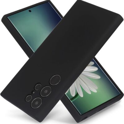 Juodas dėklas Samsung Galaxy S928 S24 Ultra telefono apsaugai su matinio silikono paviršiumi