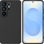 Juodas dėklas Samsung S948 S26 Ultra Liquid Silicone 1.5mm aplink telefoną su objektyvais