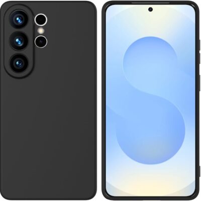 Juodas dėklas Samsung S948 S26 Ultra Liquid Silicone 1.5mm aplink telefoną su objektyvais