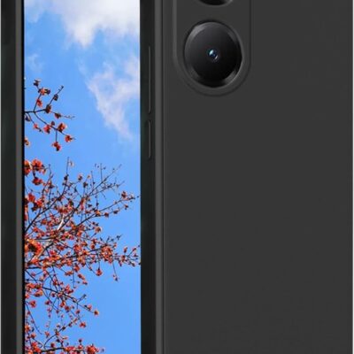 Juodas dėklas Xiaomi Poco X7 Pro Liquid Silicone 1.5mm aplink telefoną su matomu ekranu ir dviem kameromis