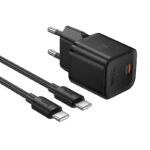 Juodas įkroviklis Hoco N66 35W GaN USB-C su 1 metro USB-C laidu