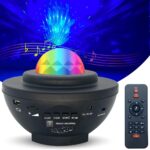 Juodas LED žvaigždžių projektorius Reach Starry Bowl su spalvotu kupolu ir nuotoliniu valdymu