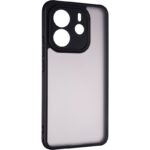 Juodas matinis dėklas Xiaomi Redmi Note 14 5G su matine paviršiaus tekstūra ir kamera atvėrimais