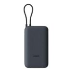 Pilka išorinė baterija Power Bank Xiaomi 22.5W 20000mAh su prijungtu laidu ir lygia danga