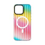 Ryškus Rainbow dėklas telefonui Apple iPhone 16 Pro Max su spalvota gradientine tekstūra ir MagSafe žiedu