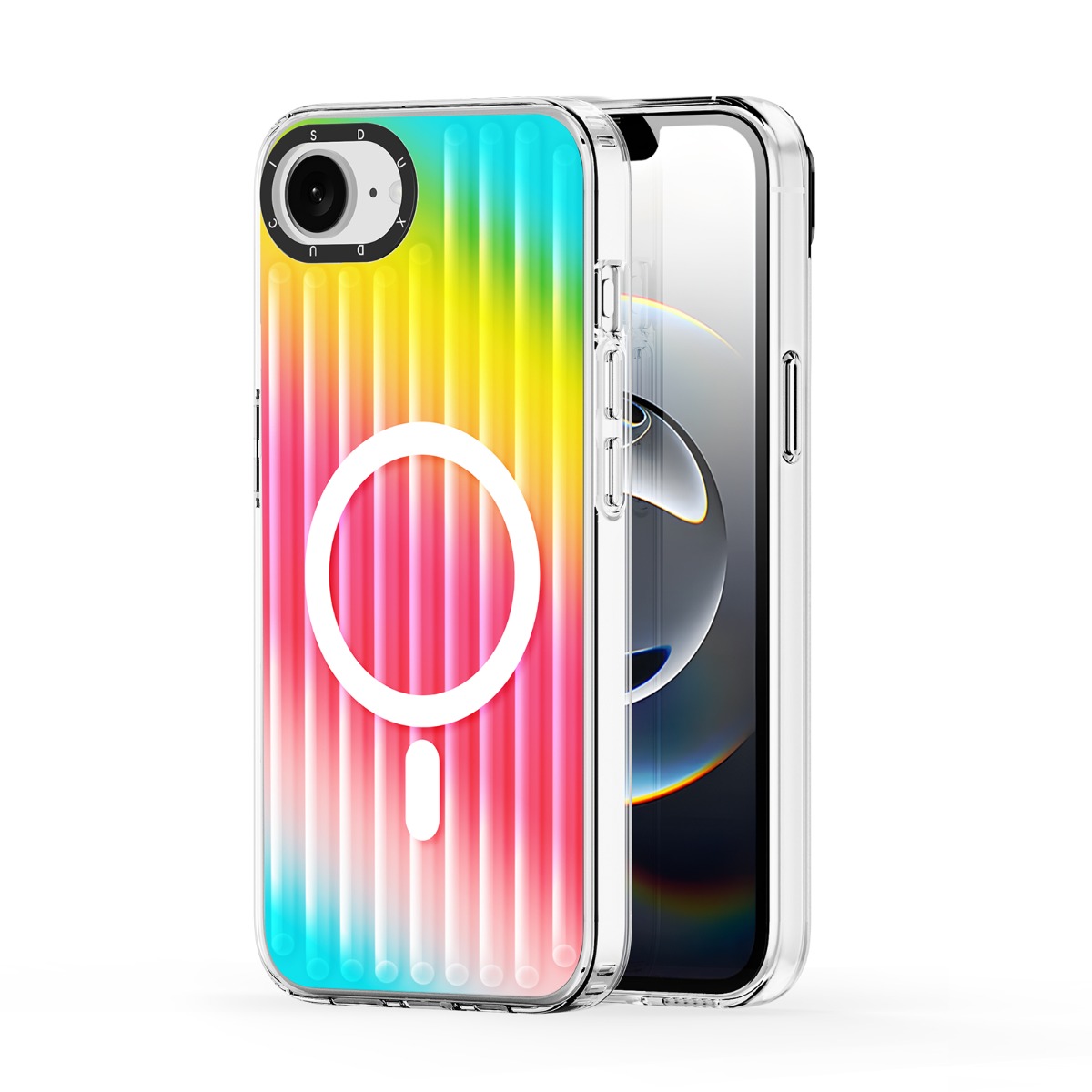 Rainbow dėklas telefonui Apple iPhone 16E Dux Ducis Zest Rainbow dėklas telefonui Apple iPhone 16E Dux Ducis Zest su ryškiomis spalvomis ir magnetine zona