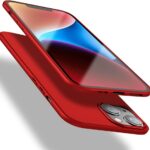 Raudonas dėklas Apple iPhone 14 X-level Guardian su aiškiai matomu kraštu ir atvira kamera