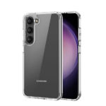 Skaidrus dėklas Samsung Galaxy S916 S23 Plus 5G Dux Ducis Clin aplink telefoną su juodu ekranų fonu