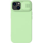 Sviesiai zalias dekla nillkin camshield silky silicone telefonui apple iphone 15 su apsaugos dangteliu kamerai