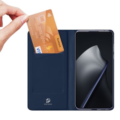 Tamsiai mėlynas atverčiamas dėklas Xiaomi 15T Pro su kortelių laikikliu