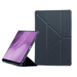 Tamsiai mėlynas dėklas Apple iPad 10.9 2022 / iPad 11 2025 Origami stiliaus raštu ir lenkta atrama