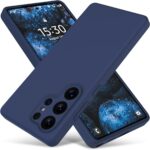 Tamsiai mėlynas dėklas Samsung S948 S26 Ultra Liquid Silicone 1.5mm su matiniu paviršiumi ir kamera atvira vieta