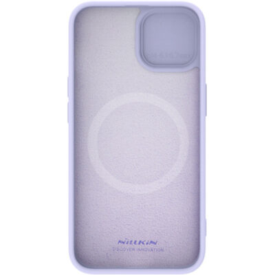 Sviešiai violetinis nillkin camshield silky silicone deklas telefonui apple iphone 15 plus