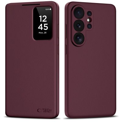 Bordo atverčiamas dėklas Samsung Galaxy S26 Ultra su priekinio langelio langu ir nugaros fotoaparato moduliu