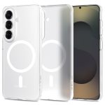 Matinis baltas dėklas Samsung Galaxy S26 su permatomu paviršiumi ir apskritimu gale