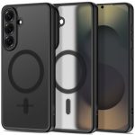 Juodas matinis dėklas Samsung Galaxy S26 Plus su MagSafe žiedu iš nugarėlės ir šono