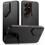 Juodas-oranžinis dėklas Samsung Galaxy S26 Tech-Protect Kevlar Aura Magsafe su kameros dangteliu ir stoveliu