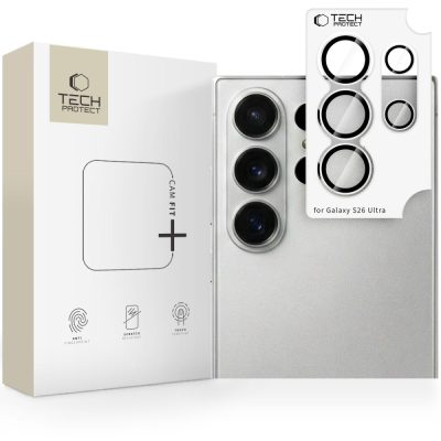 Skaidrus stiklas galiniai kamerai Samsung Galaxy S26 Ultra Hofi Camring Fit+ pakuotė su Tech Protect logotipu