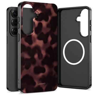 Tech-Protect Lamano MagSafe deklas Samsung Galaxy S26 Plus su tamsaus tortoiseshell rašto dizainu