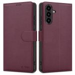 Bordo spalvos atverciamas deklas Samsung Galaxy A36 / A56 / A37 5G Tech-Protect Wallet su uzsegimo juoste ir teksturuotu odos paviriumi