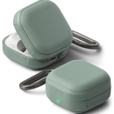 Žalias dėklas Ringke Onyx Magnetic MagSafe Samsung Galaxy Buds 4/4 Pro su karabineriu