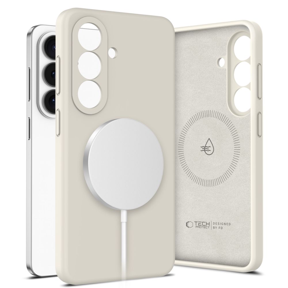 Cosmic Latte dėklas Samsung Galaxy S26 Tech-Protect Silicone Magsafe Cosmic Latte dėklas Samsung Galaxy S26 Tech-Protect Silicone Magsafe smelio spalvos su jungtimi