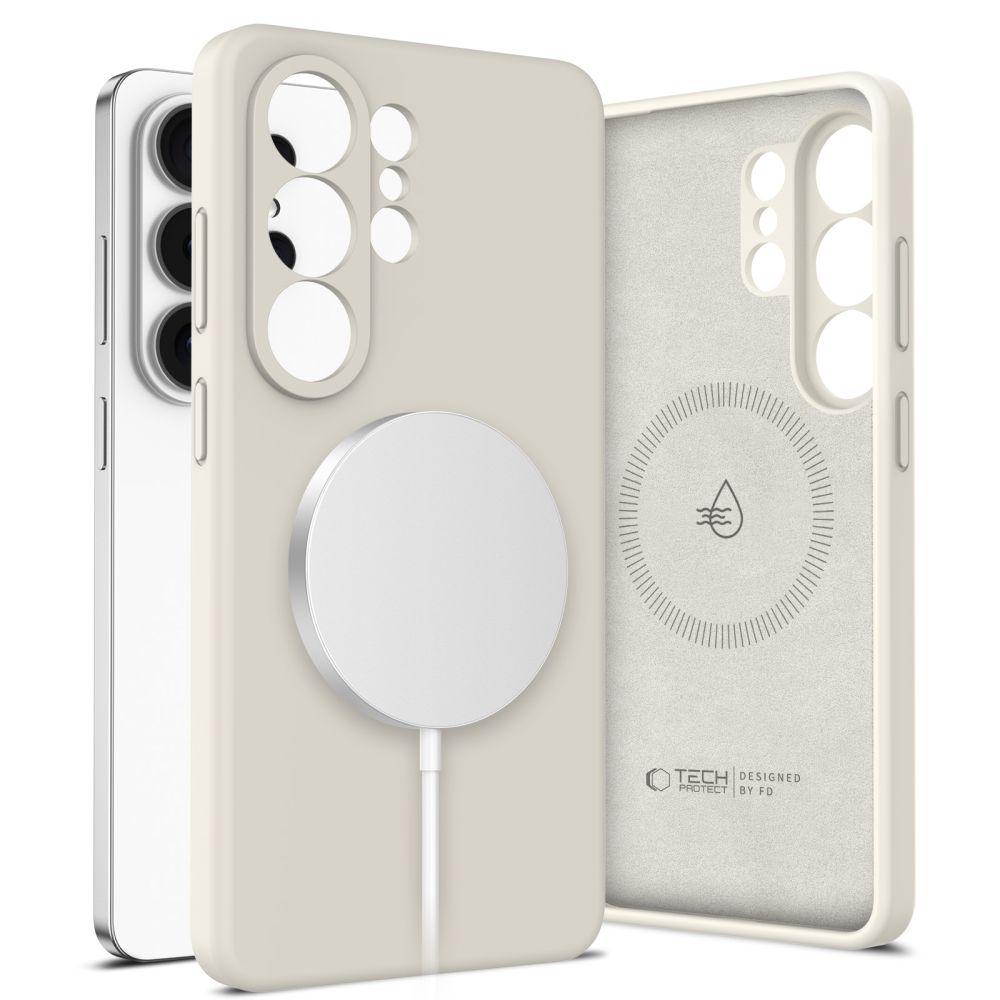 Cosmic Latte dėklas Samsung Galaxy S26 Ultra Tech-Protect Silicone Magsafe Cosmic Latte dėklas Samsung Galaxy S26 Ultra Tech-Protect Silicone Magsafe smelio spalvos su tvirtu silikonu