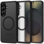 Juodas matinis dėklas Samsung Galaxy S26 Plus Tech-Protect Magpeak Magsafe matomas iš priekio, šono ir nugarėlės