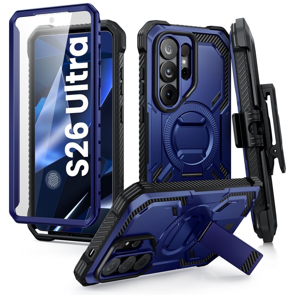 Cobalt dėklas Samsung Galaxy S26 Ultra Supcase IBLSN Armorbox Clip Mag Magsafe Cobalt dėklas Samsung Galaxy S26 Ultra Supcase IBLSN Armorbox Clip Mag Magsafe su papildoma atrama ir diržo segtuku