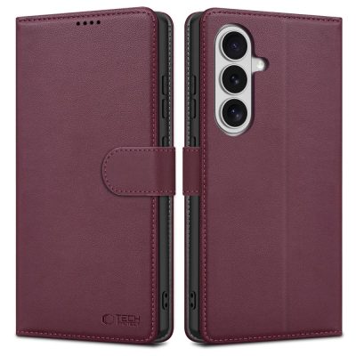 Bordo atverčiamas dėklas Samsung Galaxy S26 Tech-Protect Wallet su magnetiniu užsegimu ir trimis kameromis