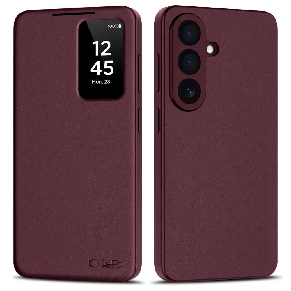Bordo atverčiamas dėklas Samsung Galaxy S26 Tech-Protect Smart Wallet Bordo atverčiamas dėklas Samsung Galaxy S26 su langu ir kameros išpjova