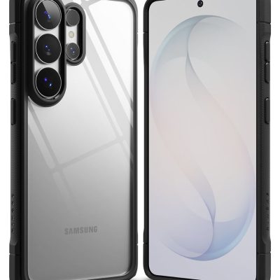 Juodas dėklas Samsung Galaxy S26 Ultra Ringke Fusion Bold, matoma permatoma nugarėlė ir juodas rėmelis