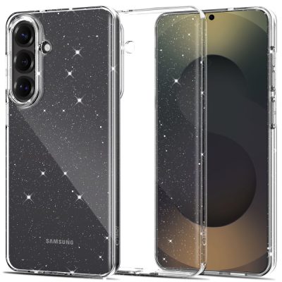 Skaidrus blizgantis dėklas Samsung Galaxy S26 Plus Tech-Protect FlexAir matomas iš priekio ir iš nugarėlės