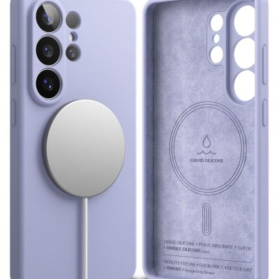 Levandų spalvos Samsung Galaxy S26 Ultra silikoninis dėklas su Magsafe palaikymu